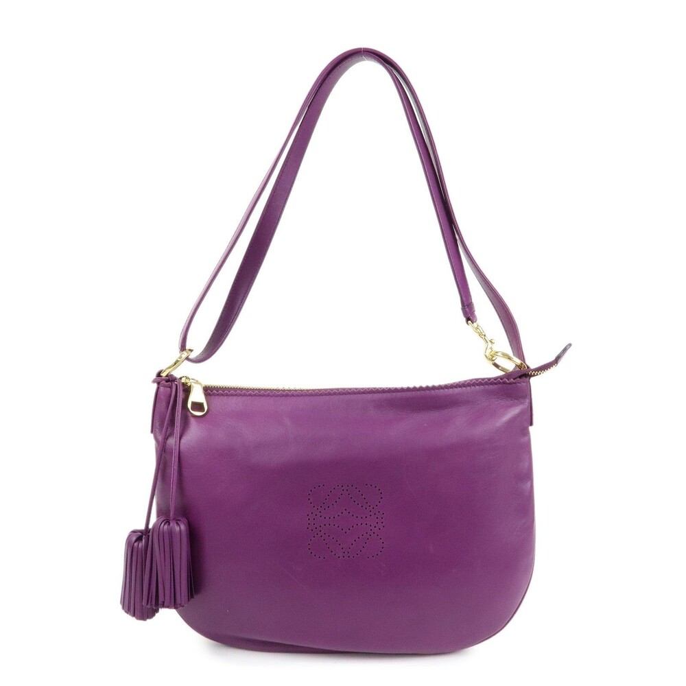 Loewe Anagram Nappa Leather Shoulder Bag Purple